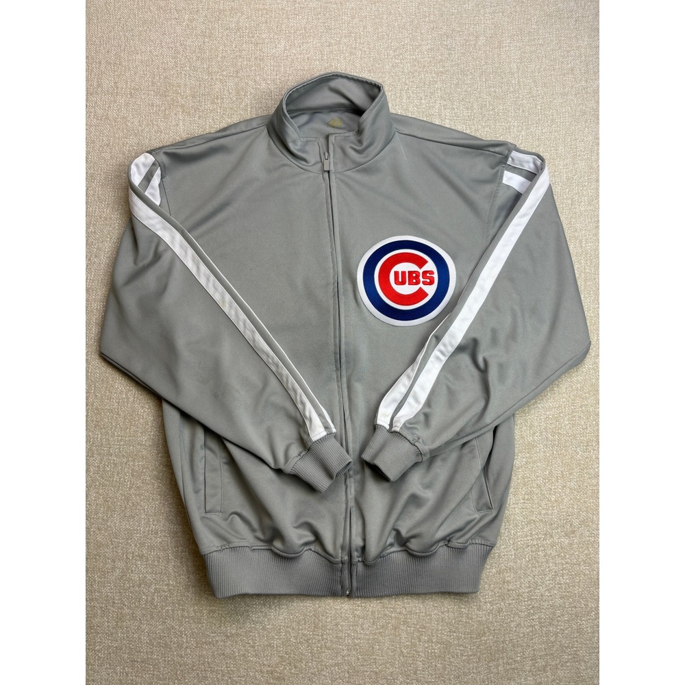 Dynasty Chicago Cubs Mens Grey Full Zip Track Jacket MLB Baseball Large